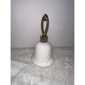 Avon To A Wild Rose Cologne Bell Shaped Milk‎ Glass Bottle with Gold Handle 2 oz